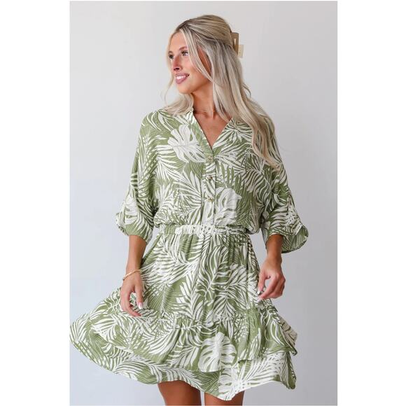 Hudson Gray Destined For Sun Green Tropical Mini‎ Dress size medium - Picture 1 of 9